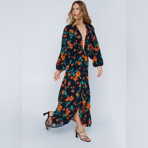 Nasty Gal Black Floral Maxi Dress